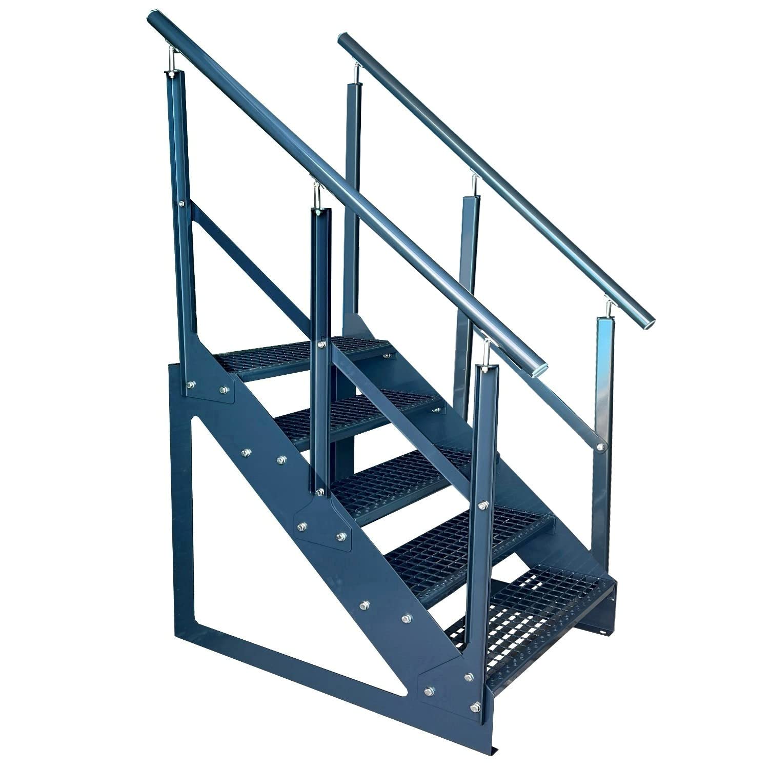 Kaminbau Mierzwa Außentreppe Premium Treppe Weiß Höhe Verstellbar, für