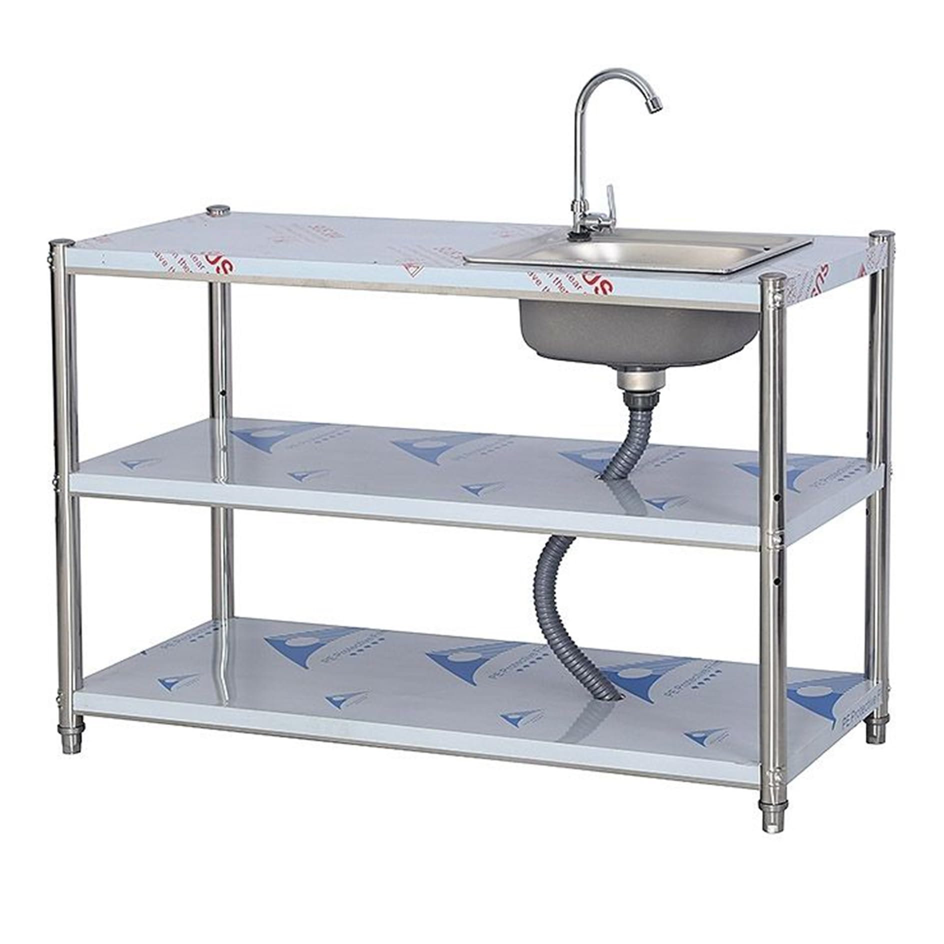 Lavello in acciaio inox con rubinetto, lavabo portatile per esterni, giardino, officina e campeggio