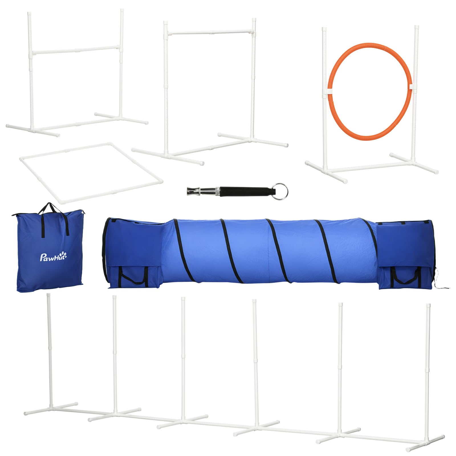 Pawhut Six-Piece Dog Agility Equipment Set W/ Carry Bag