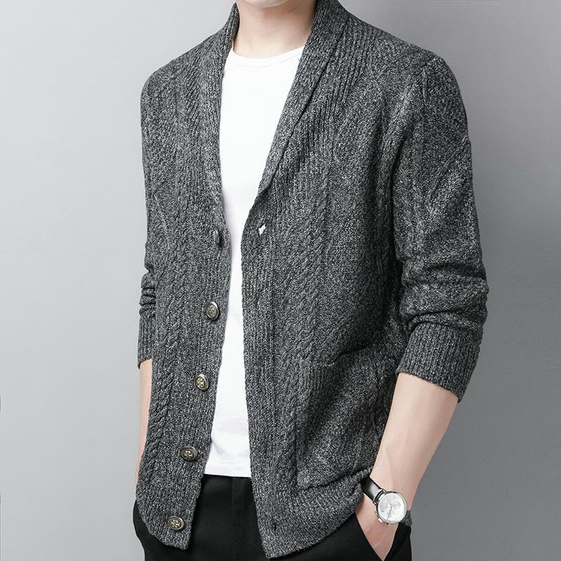 Men's Autumn Long Sleeve Korean Style Casual Solid Color Slim Fit Trendy Knit Cardigan3