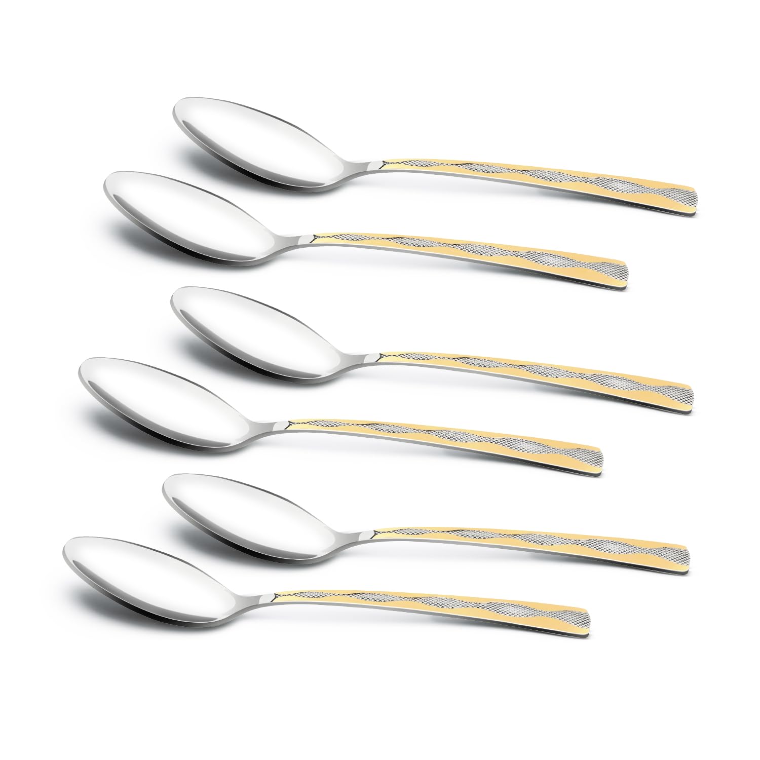 Bergner BE Essentials Tosca Stainless Steel 6 Pcs Baby Spoon Set, 15.7cm Long Spoon, 24k Gold Plating Premium Baby Spoons, Food Grade Safe, Easy to Clean, 1.8mm Thickness - Silver/Golden-image-19