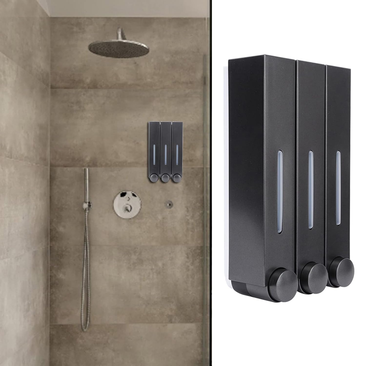Shower, Shower Shampoo Dispenser, Dispenser For Toilet Wall Mount Dispensers For Hotel Bathroom Shower Liquid Three Shampoo (#13)
