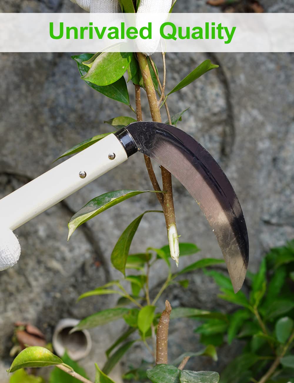 TOYPOPOR Sierp do trawy ze stali węglowej, 38 cm, japońskie ogrodnictwo, narzędzie ręczne do hodowli, narzędzie do usuwania chwastów, nóż do koszenia, ręczny nóż do koszenia, grube ostrze ogrodnicze