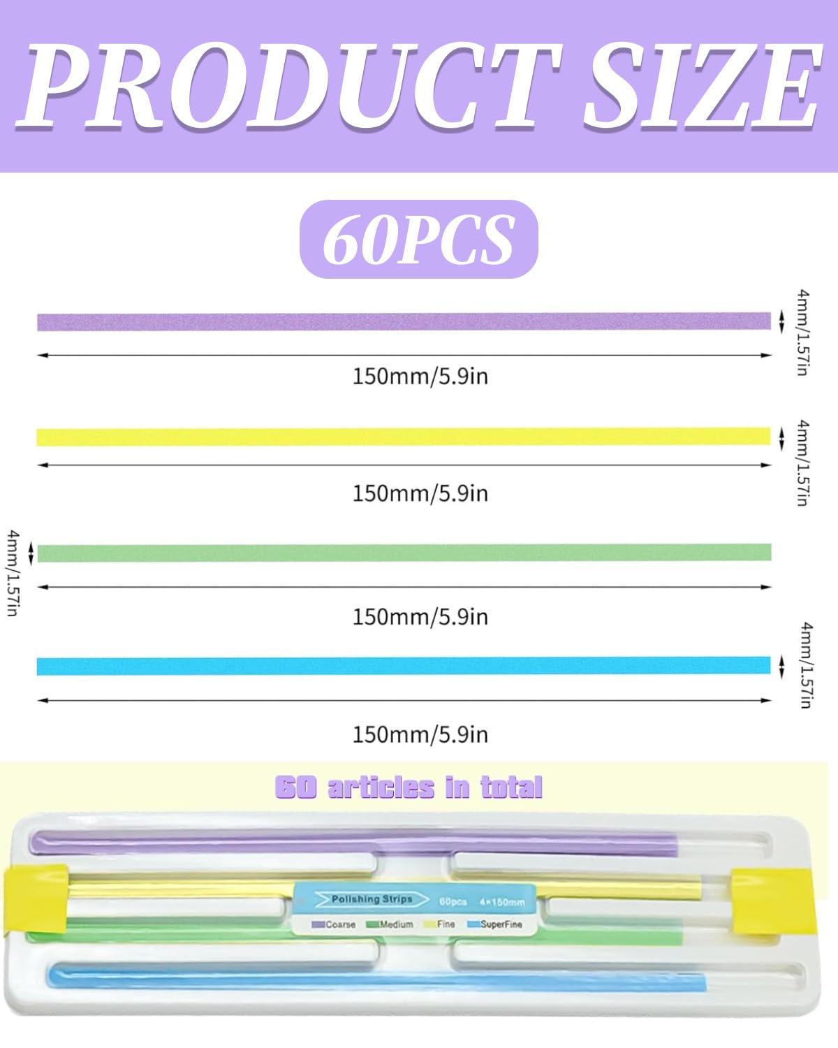 Papel de Lija Dental para Pulir Dientes Kit de Herramientas Resistente Limpieza Profunda Higiene Oral (60 Piezas)