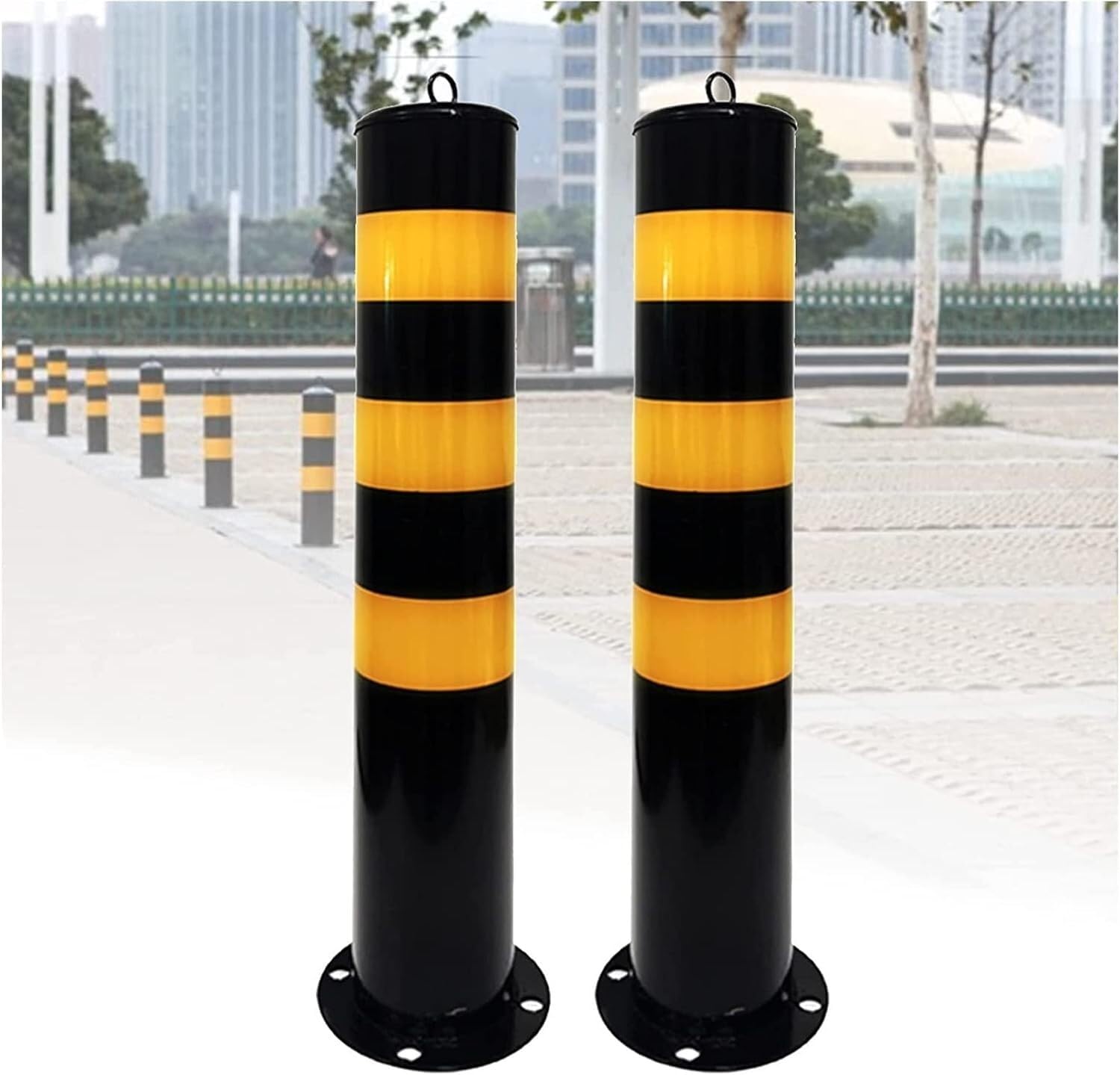 YNBSHGAA Driveway Parking Guardrails with Reflective Tape for Enhanced Vehicle Security and Safety,2x-75cm