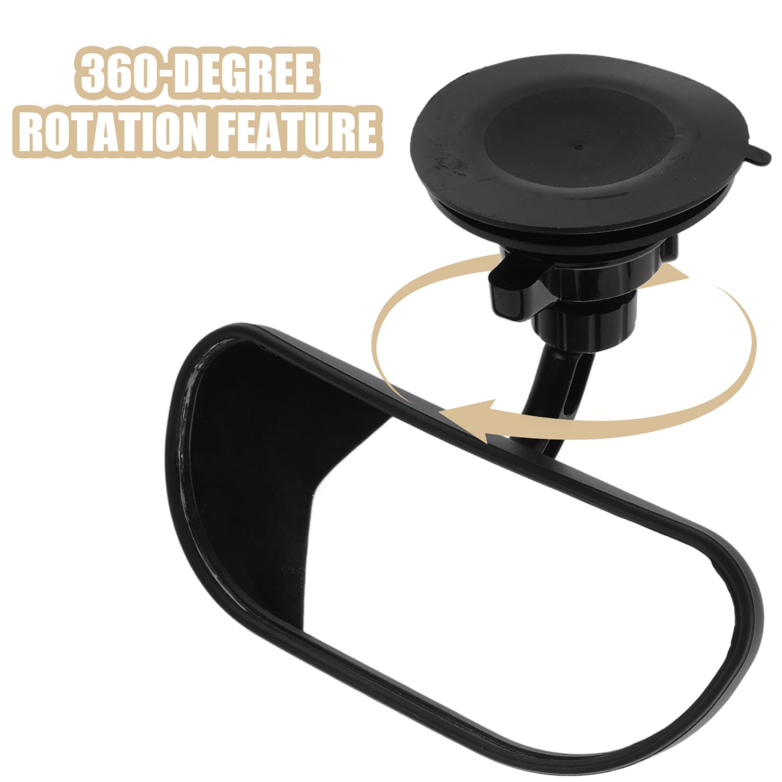 OUNONA 360° Rotating Mirror for Rear Mirror Suction Cup Secure Wide Angle Observation Glass Abs Easy Installation
