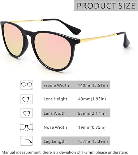 Miniatura 45 de ANDOILT Lentes de sol polarizados vintage para mujeres y hombres, protección UV, lentes de espejo redondos retro