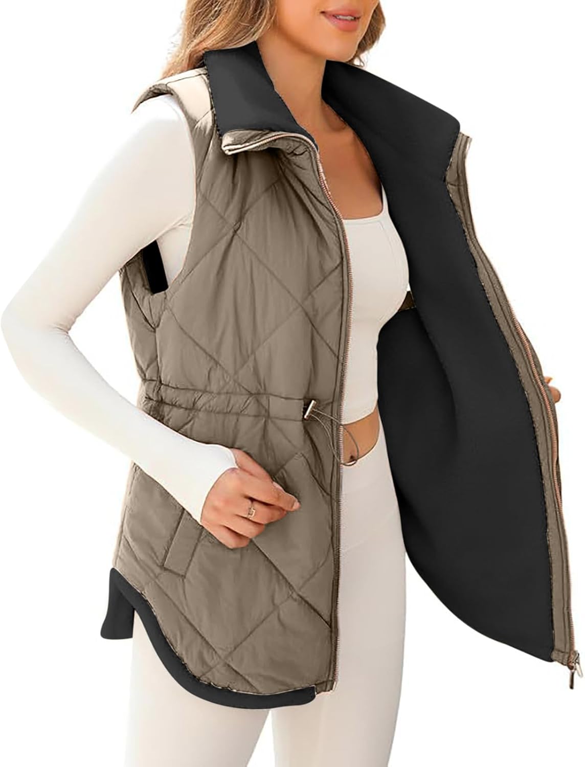 duxyoz Puffer Gilet Womens Fleece Lined Warm Quilted Gilet Winter Jacket Vest Plush Padded Gilet Casual Loose Zip Up Sleeveless Waistcoat Ladies Bodywarmer Solid Color Stand Collar duxyoz Puffer Gilet Womens Fleece Lined Warm Quilted Gilet Winter Jacket Vest Plush Padded Gilet Casual Loose Zip Up Sleeveless Waistcoat Ladies Bodywarmer Solid Color Stand Collar