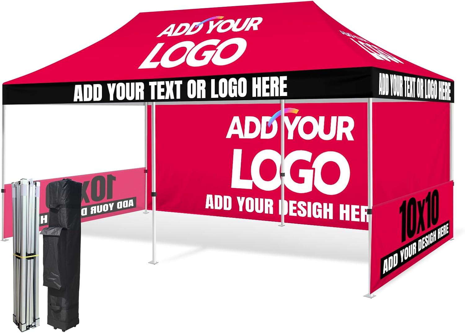 Custom Canopy Tent 10x10 with Logo, Personalized Pop Up Vendor Tent Business Tents for Trade Show Marketing Events | Nano Fabric Water Repellent Heavy Duty (Customized Canopy Confiquration)