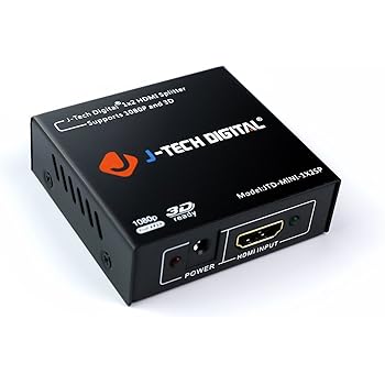 J-Tech Digital 1x2 HDMI Powered Splitter for Full HD 1080p & 3D Support One Input to Two Outputs [JTD-MINI-1x2SP]