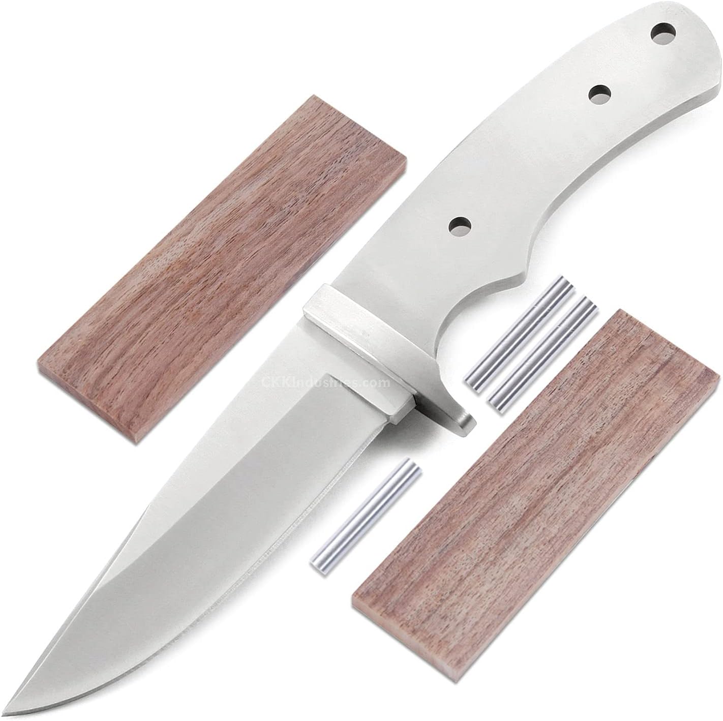 EZSMITH Drop Point Hunter - Full Tang - DIY Blade Kit w/Walnut Scales