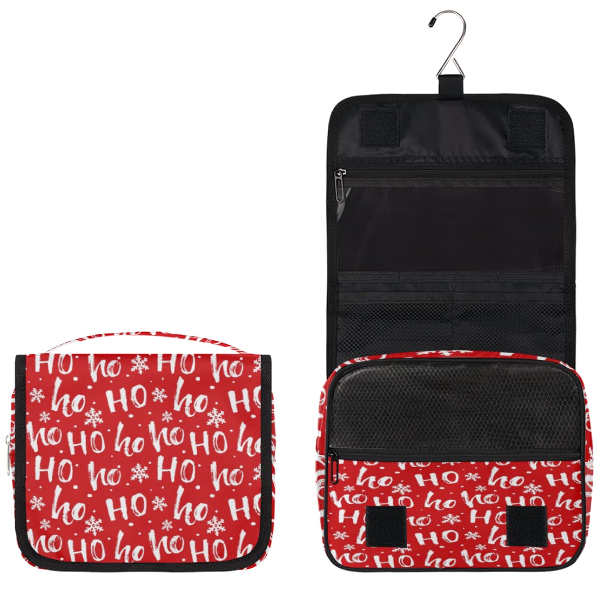 Świąteczna podróżna kosmetyczka Boże Narodzenie Ho List Wash Pouch Bag Unisex Wiszące przybory toaletowe Kosmetyczka Organizer do makijażu, wielobarwny, Jeden rozmiar