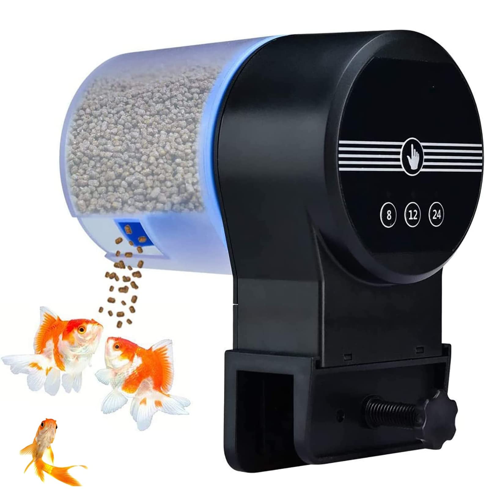 Alimentador Automático de Peces, Alimentador de Acuario con 2 Dispensadores de Alimentos y Tapa, Capacidad de Alimentación Ajustable, Máquina de Alimentación de Peces con Temporizador Inteligente