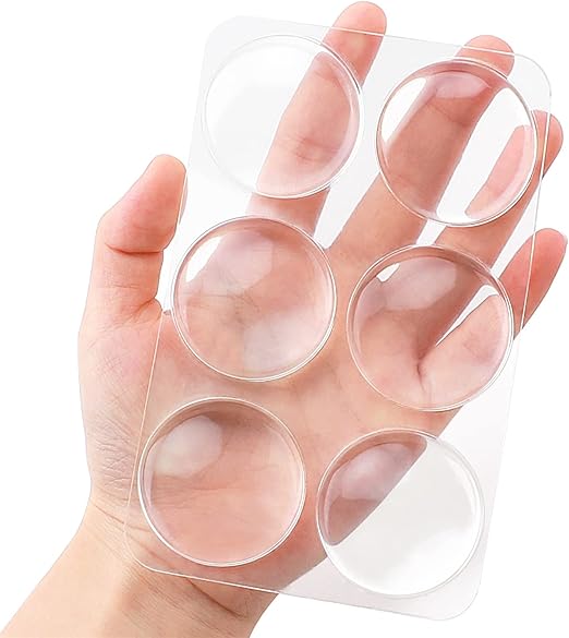 Wall Door Handle Stopper - 6 PCS Clear Round Rubber Door Knob Wall Shields, Guard Cushion Bumper Protectors for Wall - Stronger Self-Adhesive Silencer (1.57" 6PCS, Clear)