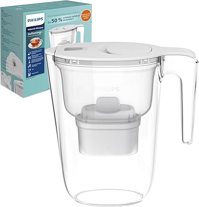 Philips Water Wasserfilterkanne +4 Antikalk+ Ersatzfilterkartuschen schneller Durchfluss elektronischer Timer reduziert Wasserhärte um bis zu 50 Prozent 2,6 L