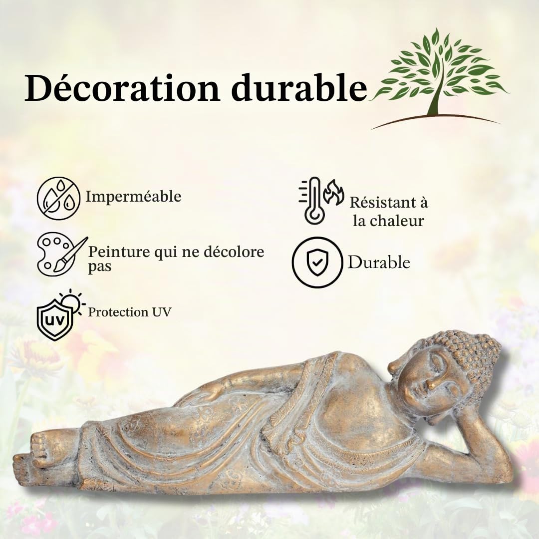 Garden Mile Grands Ornements de Bouddha Porte-Bonheur Inclinables pour la Maison et le Jardin - Décorations de Méditation Fung Shui Intérieures ou Extérieures