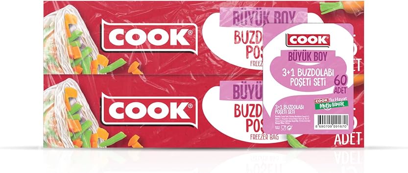 Cook Buzdolab  Po eti 3+1 Ekonomik Paket B y k Boy 30 x 45 cm, 60 Yaprak, 4 Paket