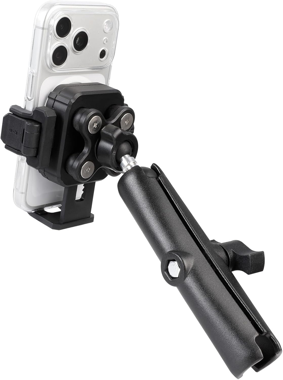 Universal Phone Mount Holder with 1" Ball Head Adapter for RAM Mounts - [Vibration Dampener] [5.9" Long Double Socket Arm], Fits 4.7-7.2'' Phones, for Motorcycle ATV UTV Car Bike Boat Truck