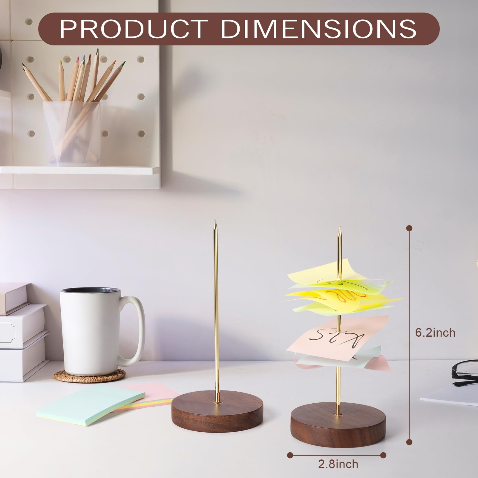 Soporte de recibos para restaurante – 2 tenedores de recibos con base de madera resistente, eje de comprobación para cocina y oficina