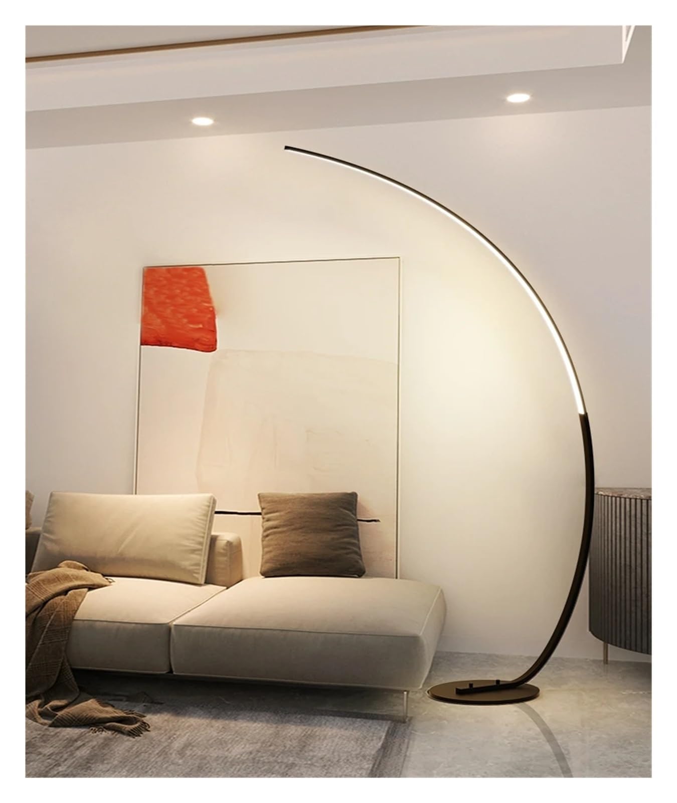 EGLO LED Vloerlamp Serpins, Staande Lamp Woonkamer, Gebogen Staanlamp Van Metaal In Zwart, Woonkamerlamp Met Trapschakelaar, Warm Wit, 107 Cm - View #6