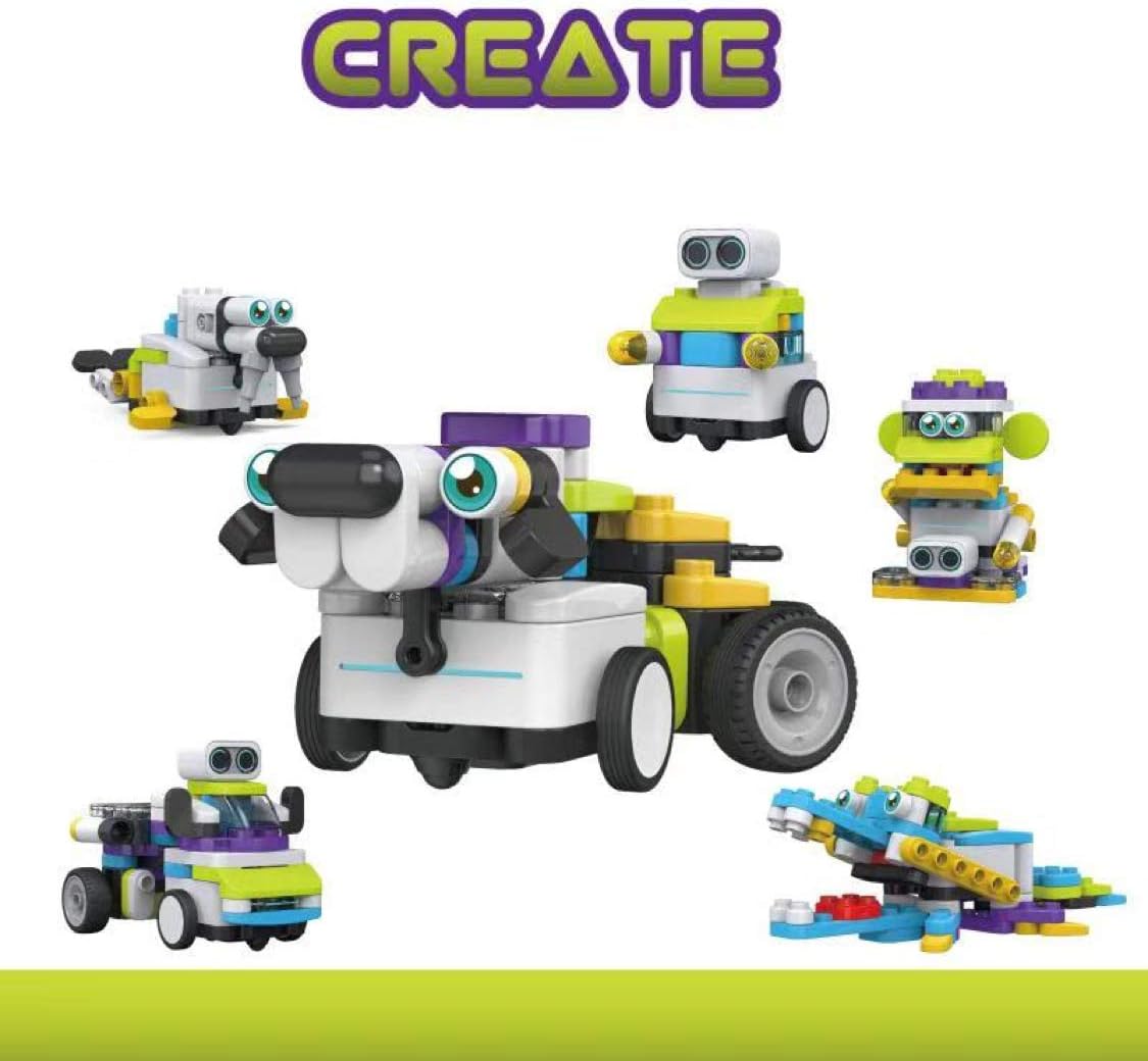 Image showing five different robot configurations that can be built with Botzees