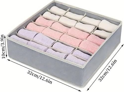 Miniatura 7 de Organizador de calcetines, organizador de cajones, 24 celdas para guardar calcetines, pañuelos, corbatas, cinturones, gris