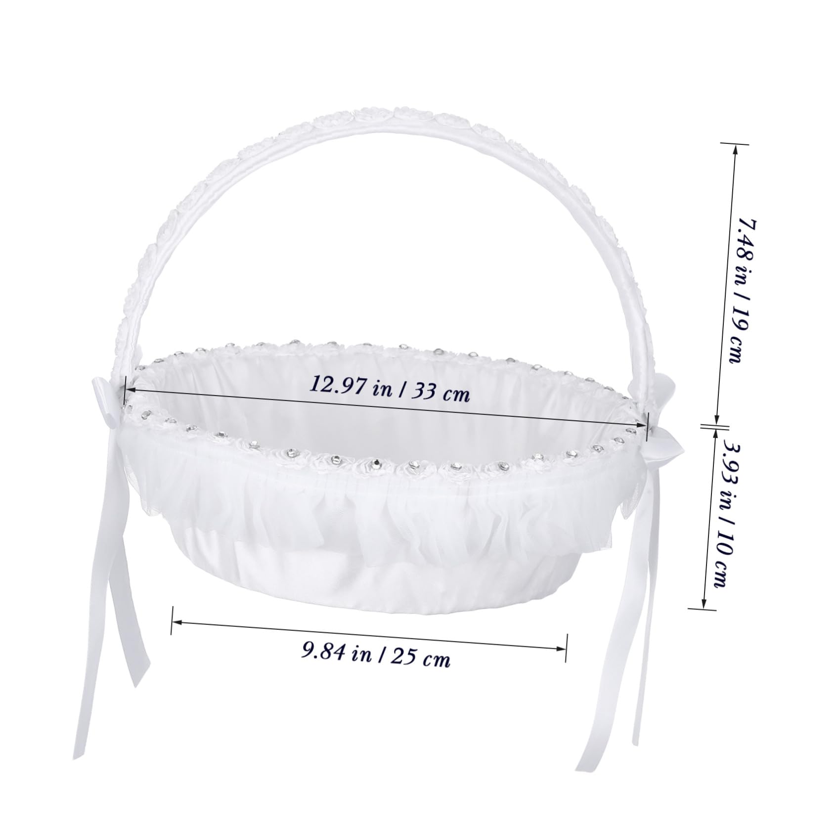 POPETPOP Hochzeitsblumenkorb Eleganter und Spitze Polyester Leichter Handlicher Hochzeitskorb für Kinder bei Besonderen Anlässen