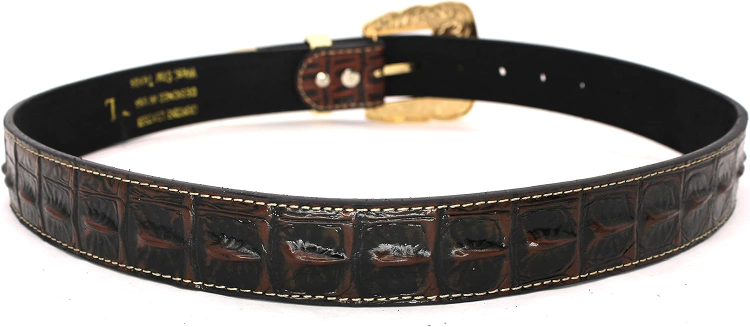 West Star Men Genuine Leather Tooled Embossed Real Leather Plain Belt Suit Casual Daily Everyday 8017 CF Single Crocodile XXL