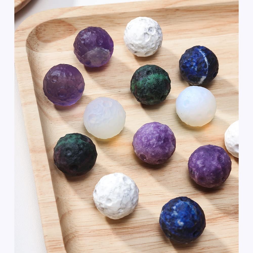 meditación hogar cristal natural mini luna modelo escultura reiki amatista sodolita forma de rould piedra preciosa cristal ópalo piedra artesanía adorno (color: púrpura mica)