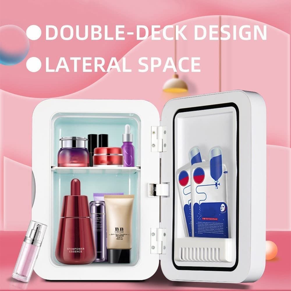 FAXIOAWA 8L Mini Beauty Fridge Portable Mirrored Beauty Makeup Skincare Frigorifero Skins Dispositivo di Raffreddamento e Riscaldamento termoelettrico per la Cura della Pelle