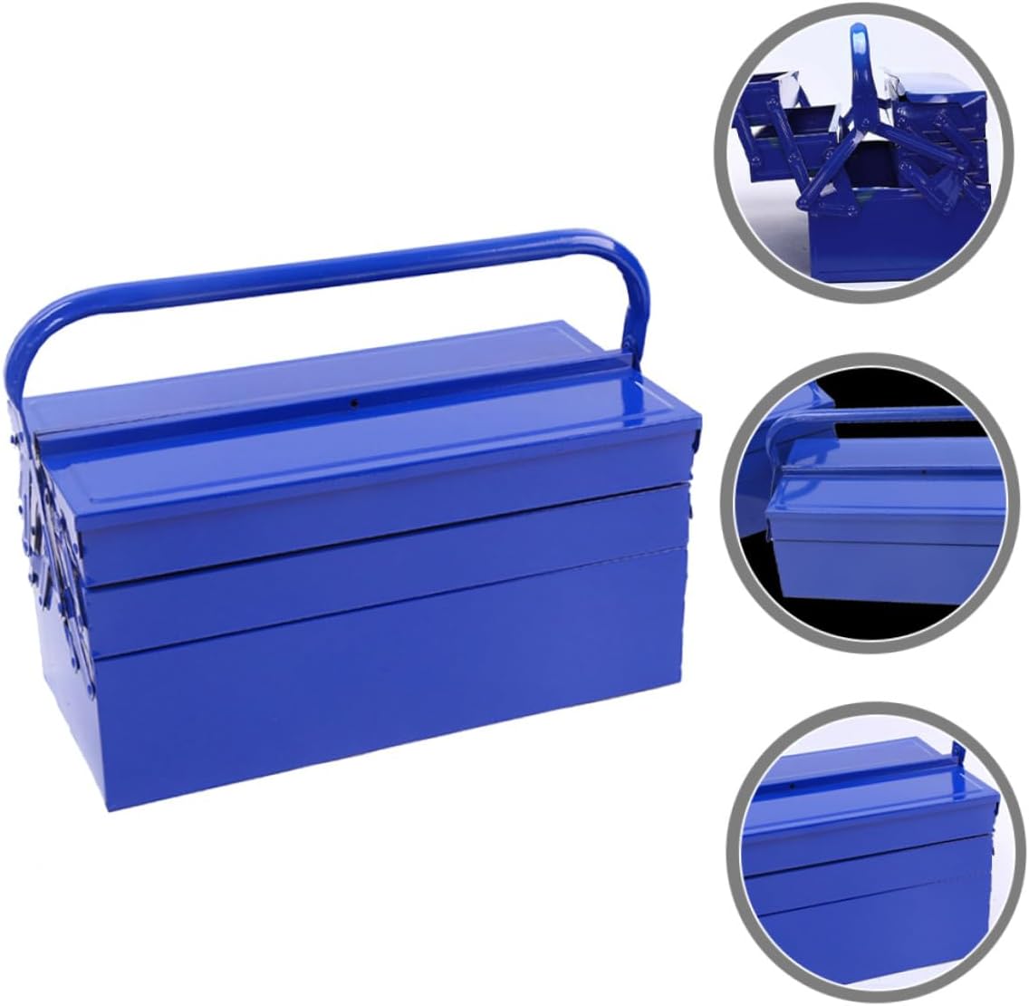 Large Metal Tool Box 3-layer Portable Iron Toolbox with Handle, Multi-purpose Tool Organizer and Storage Container for Mechanics, Electricians, and Home Use (420x200x200mm)