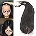 QDHJHH Long Silk Base Human Hair Topper Clip in 5x5 Virgin Straight Hair Topper Hairpieces 100% Real Human Hair Topper 12x13cm (18inch, Natural color)