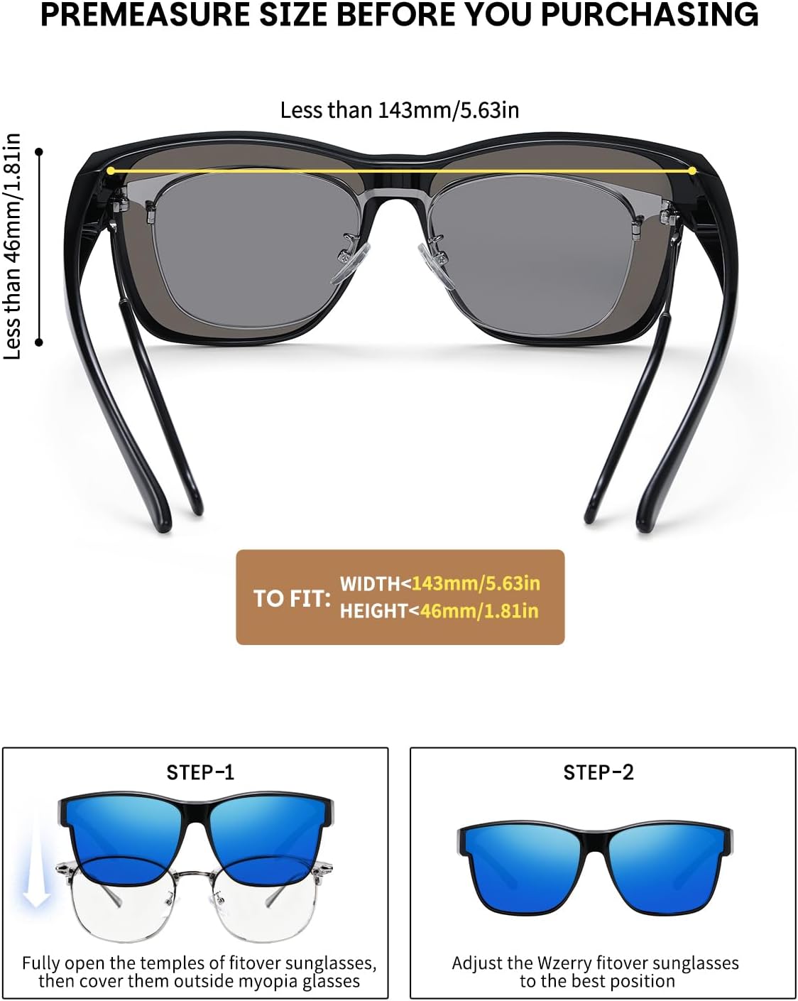 Wzerry Polarized Sunglasses Over Glasses for Women - Fit Over Glasses UV400 Protection Large Shades for Driving & Outdoor thumbnail