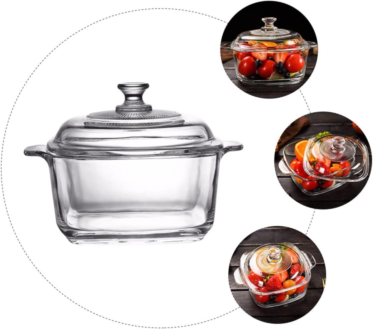 OUNONA 1Pc Microwave Soup Bowl with Lid Thickened Tempered Glass Storage Container for Kitchen Versatile Tableware for Salads Fruits and More Easy to Clean