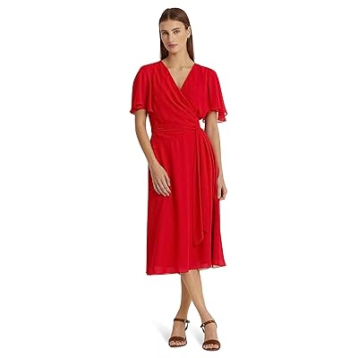 Lauren Ralph Lauren Belted Georgette Dress Women