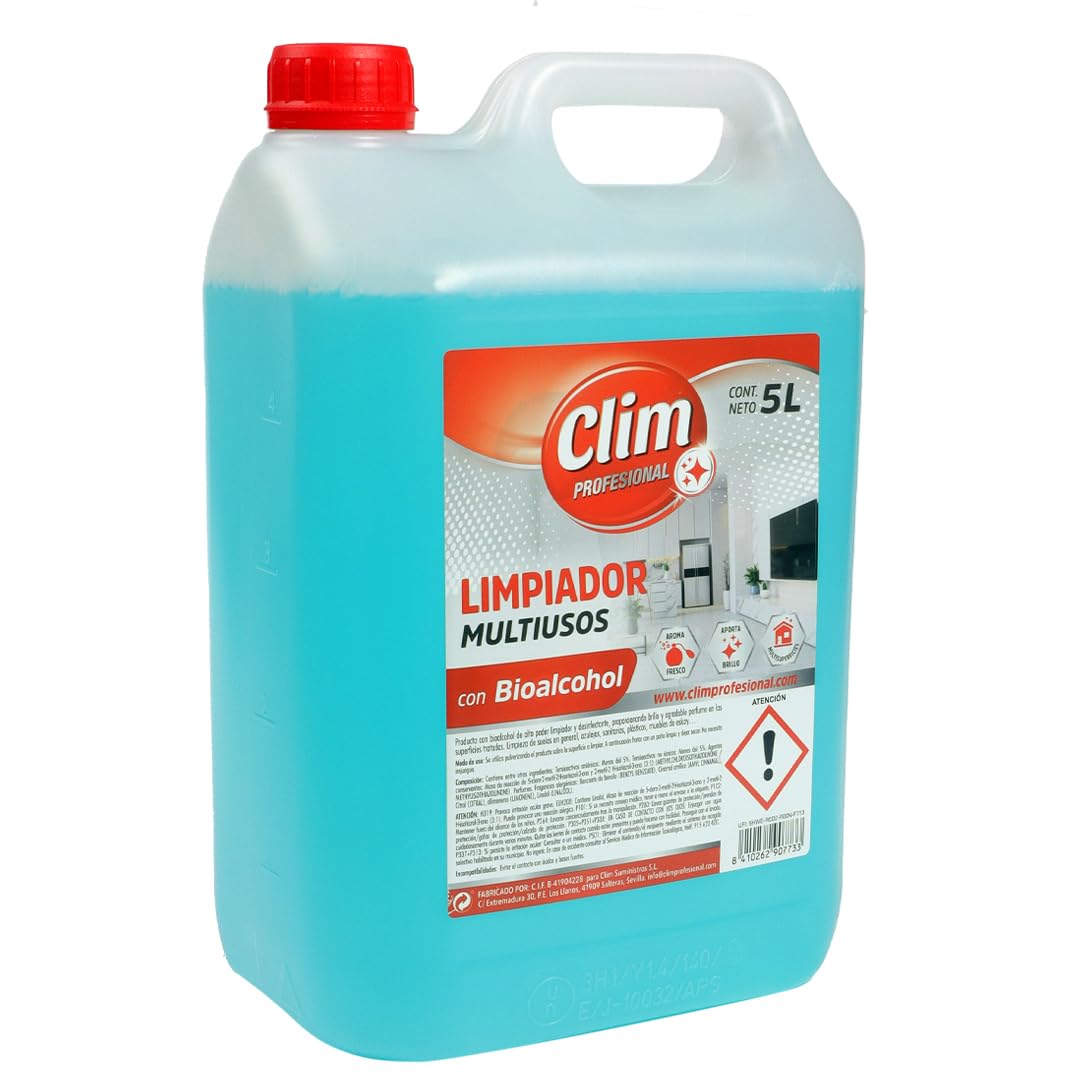 Clim Profesional Limpiador Multiusos Bioalcohol 5L Caja 3 Garrafas