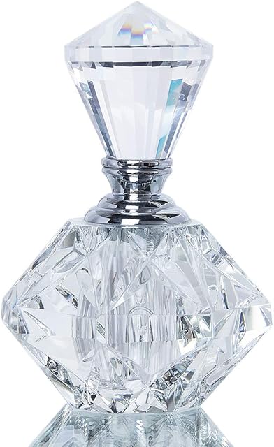 H&D Clear Vintage Carved Crystal Empty Mini Refillable Perfume Bottle