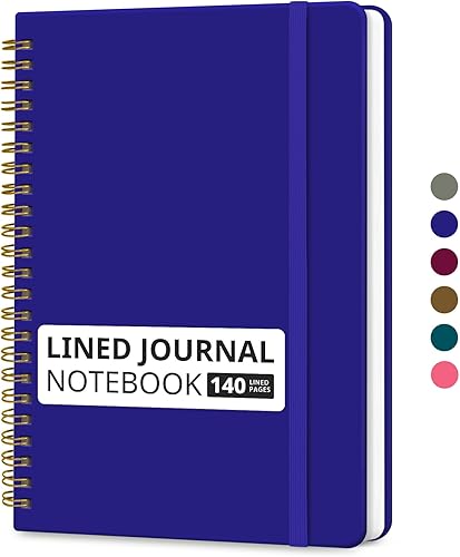 Miniatura 8 de Cuaderno rayado en espiral para mujeres y hombres, 140 páginas, cuaderno de tapa dura con rayas universitarias para trabajo y toma de notas, diarios