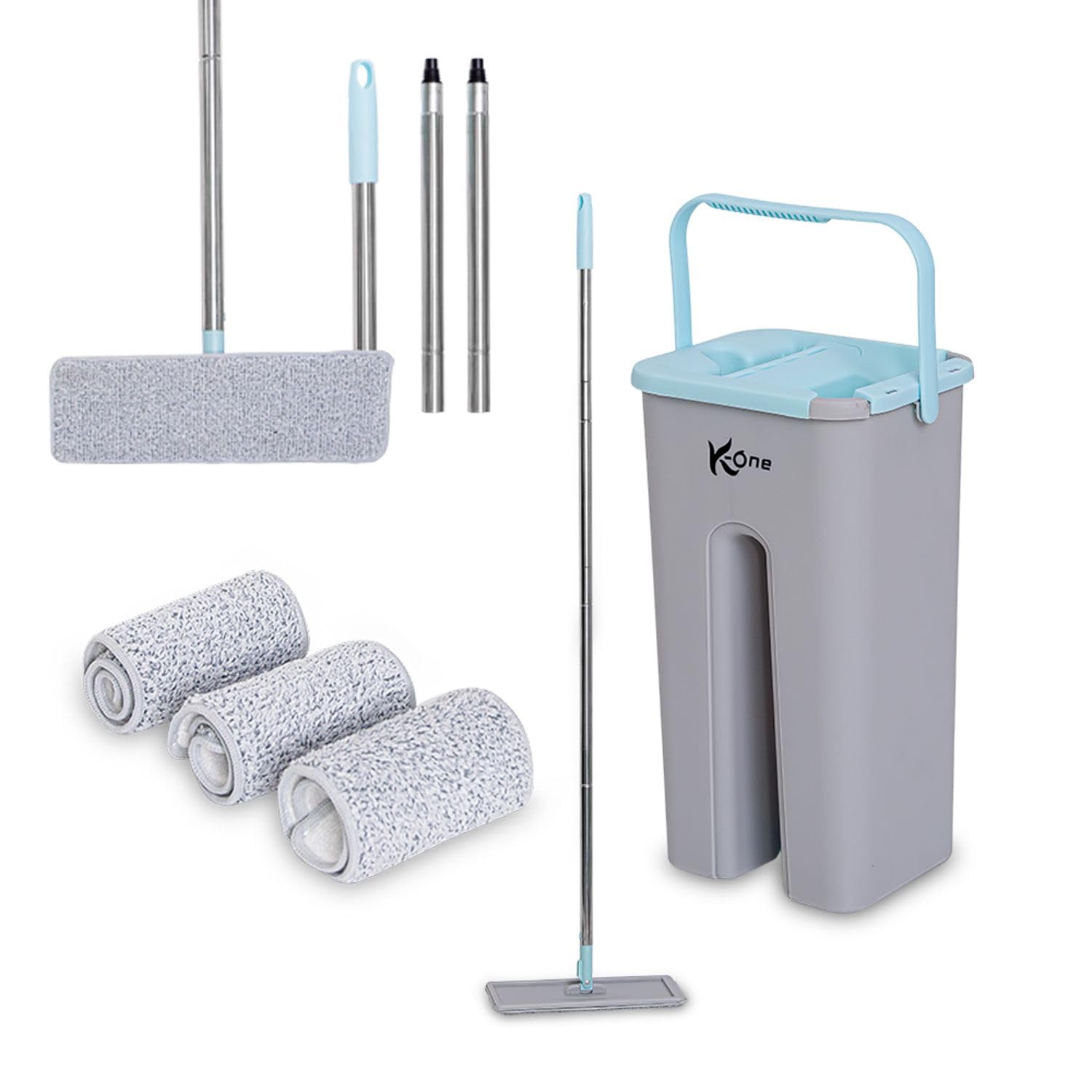 The Dustpan & Brush Store Flat Mop Bucket Set Head 4X Replacement Pads Microfibre Floor Kitchen Cleaning from B&Q