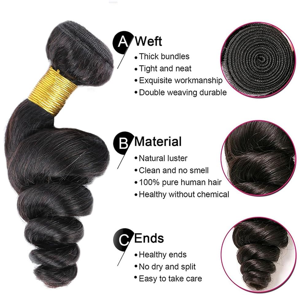 Echthaar Tressen Zum Einnähen Loose Deep Wave Human Hair Bundles Double Weft Extensions 3 Bündel 50g/Per Remy Haar Natural Black Colore for Woman 30 32 34 Zoll