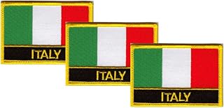 3-Pack Italy Flag Patches – Embroidered Iron-On/Sew-On Set with Country Name Italian Pride Emblems for Jackets, Bags & Uniforms