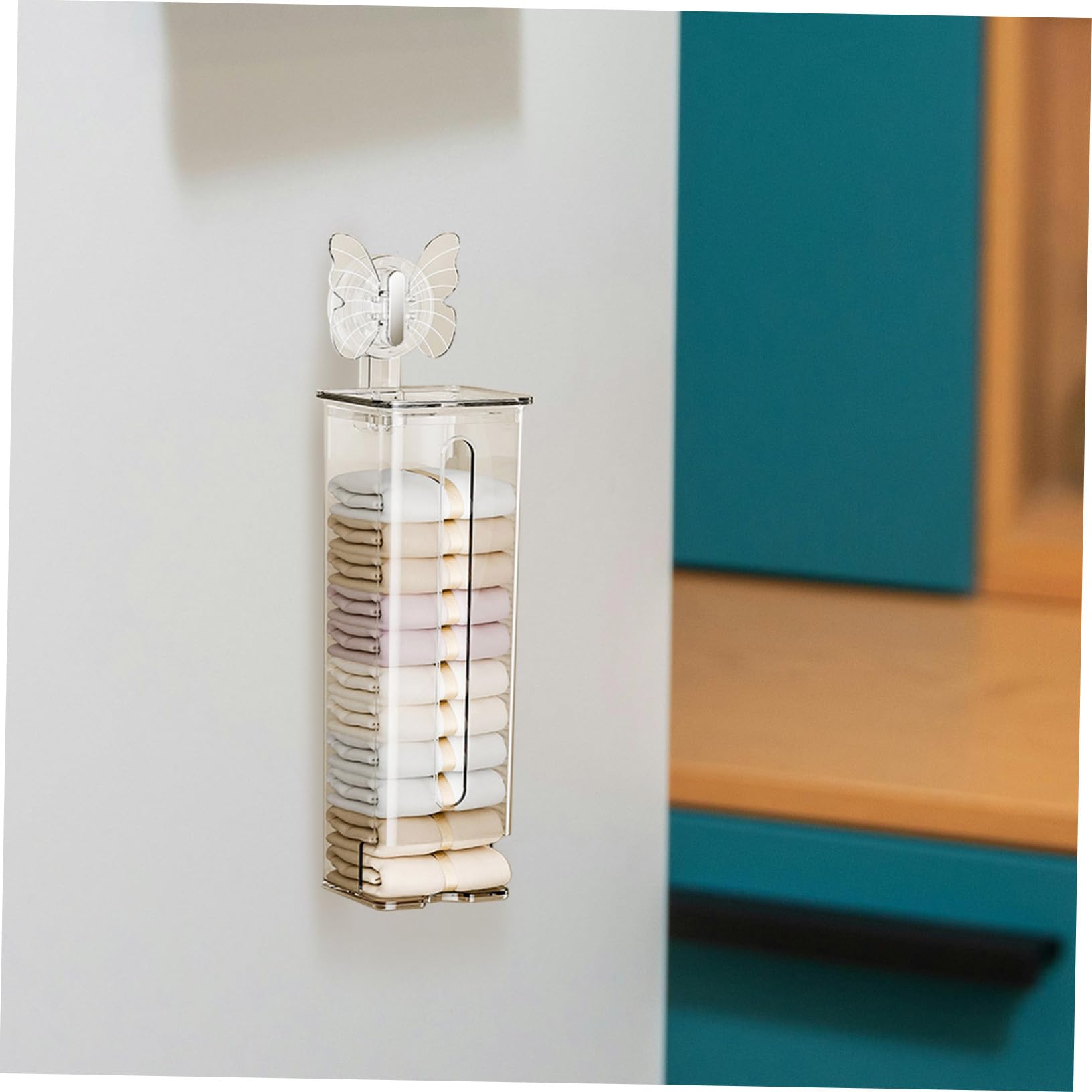 STOBAZA Hängender Unterwäsche Organizer mit Saugnapf 2 Stück aus Pet mit Schutzdeckel Platzsparend für Socken und Unterwäsche zu Hause