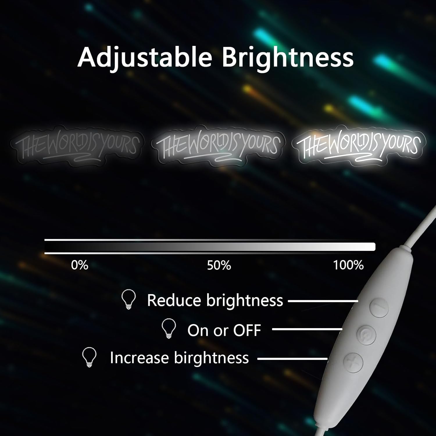 The World is Yours Neon Sign Dimmable World Yours LED Sign for Wall Decor USB Powered Neon Light for Man Cave Home Bar Bistro Club Cafe Wedding Game Room Birthday Gift Graduation Party - Image 4