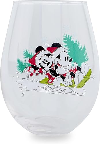 Disney Mickey and Minnie - Vaso de vino sin tallo de Navidad Vaso grande para mimosas, cócteles Capacidad para 34 onzas