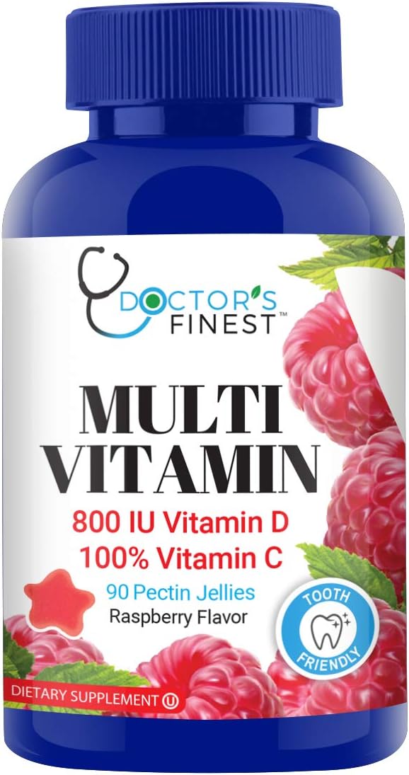 Doctors Finest Multivitamin Gummies, w/ 800 IU Vitamin D & 100% Vitamin C, Vitamins A, B & E, 90 Count [45 Day Supply]