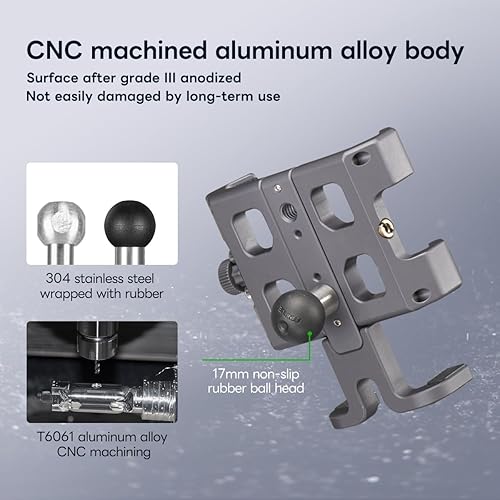 Miniatura 8 de FANAUE Soporte de teléfono para motocicleta con cabeza de bola de 0.67 pulgadas, soporte de teléfono para bicicleta Garmin GPS Soporte de 0.669 in