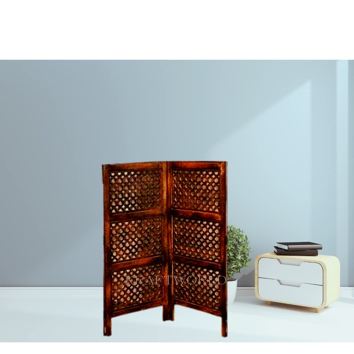 KRAFTWORLD Wooden Room Partition for Living Room, Wooden Room Divider 2
