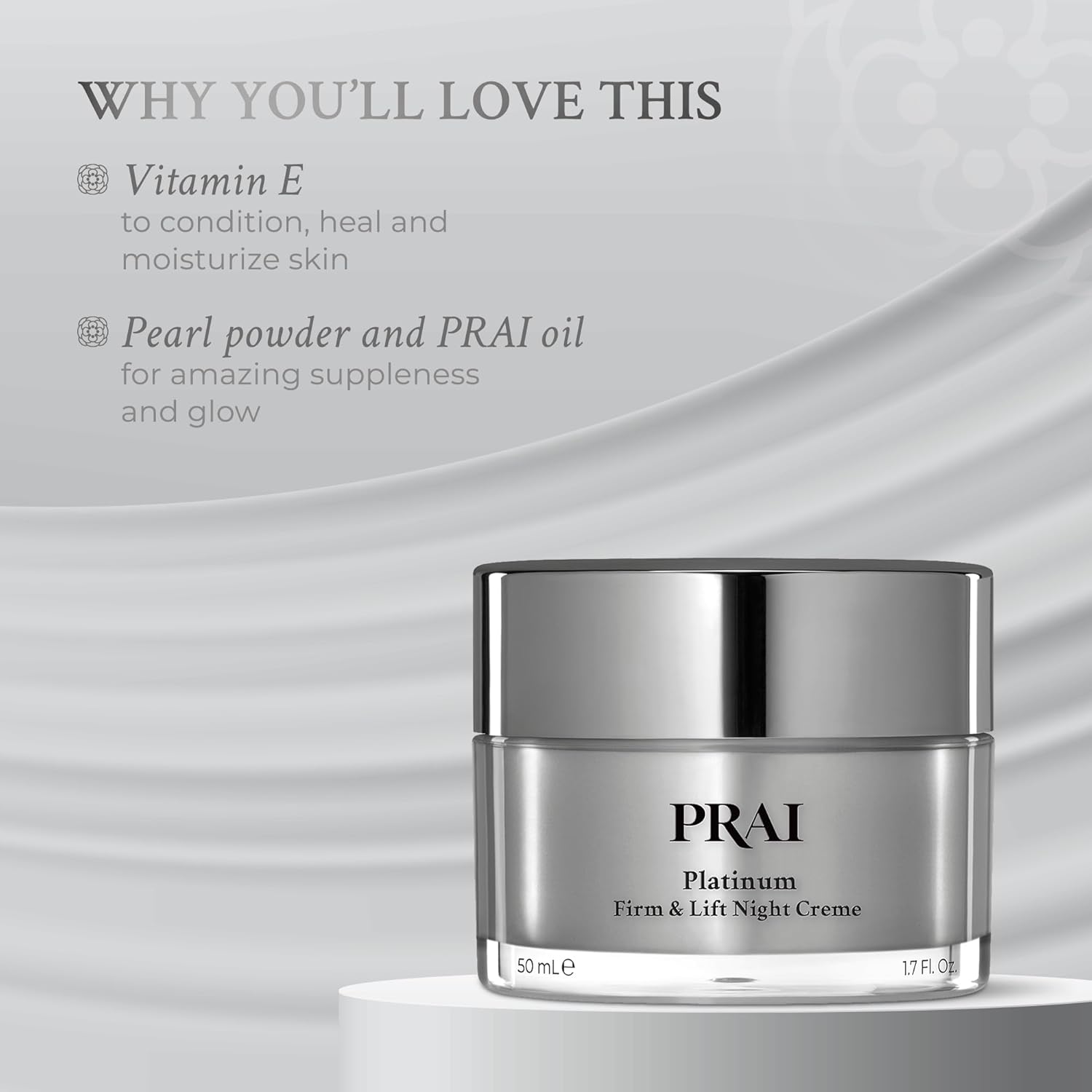 PRAI Beauty Platinum Firm & Lift Night Creme, Anti-Aging and Hydrating Night Face Moisturizer for Women, Hydrating and Revitalizing Night Cream, Overnight Face Lotion, 1.7 Oz - Image 5
