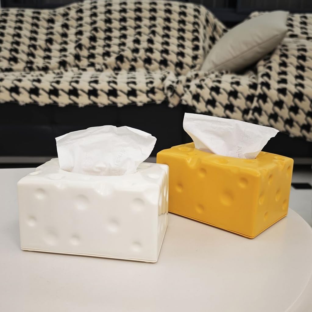 Whimsical Cheese Shaped Plastic Tissue Box Holder For Kitchen Dining Room Decoration