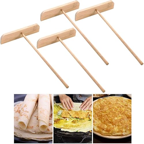 Miniatura 2 de Luxshiny Esparcidor de panqueques para el hogar, esparcidor de madera en forma de T, crepé, raspador de panqueques, herramientas para tartas,